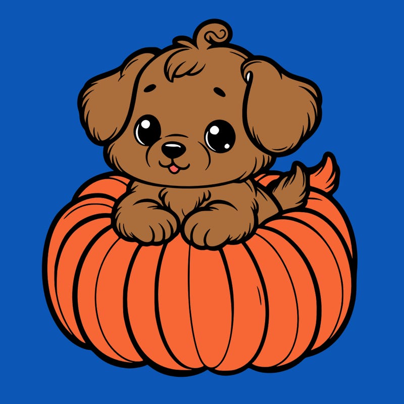 cute little puppy in a pumpkin