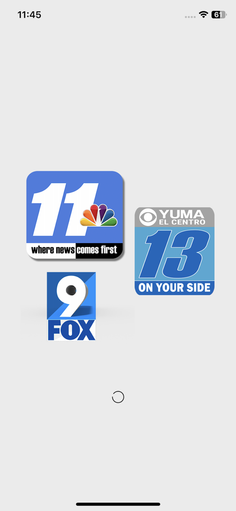 KYMA Yuma, El Centro News - KYMA news app splash screen with NBC CBS and FOX station logos