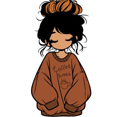 girl with baggy sweatshirt and messy bun