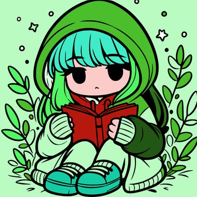 girl in oversized hoodie reading a book