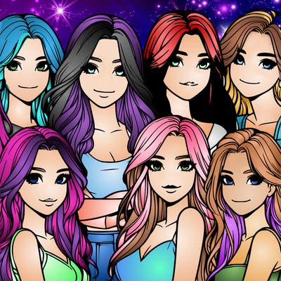 a group of realistic girls