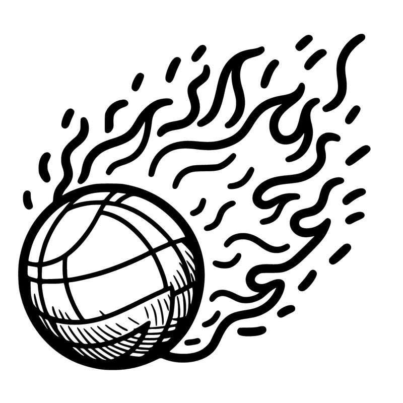 a ball on fire