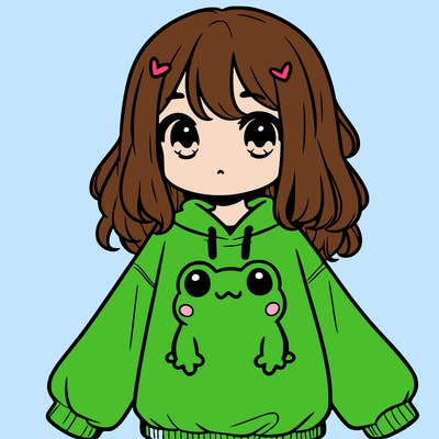 girl wearing frogging sweatshirt