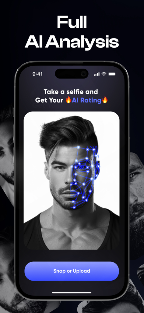 LooksMax Rate AI－Maximize Look - AI facial analysis and rating interface for looksmaxxing app