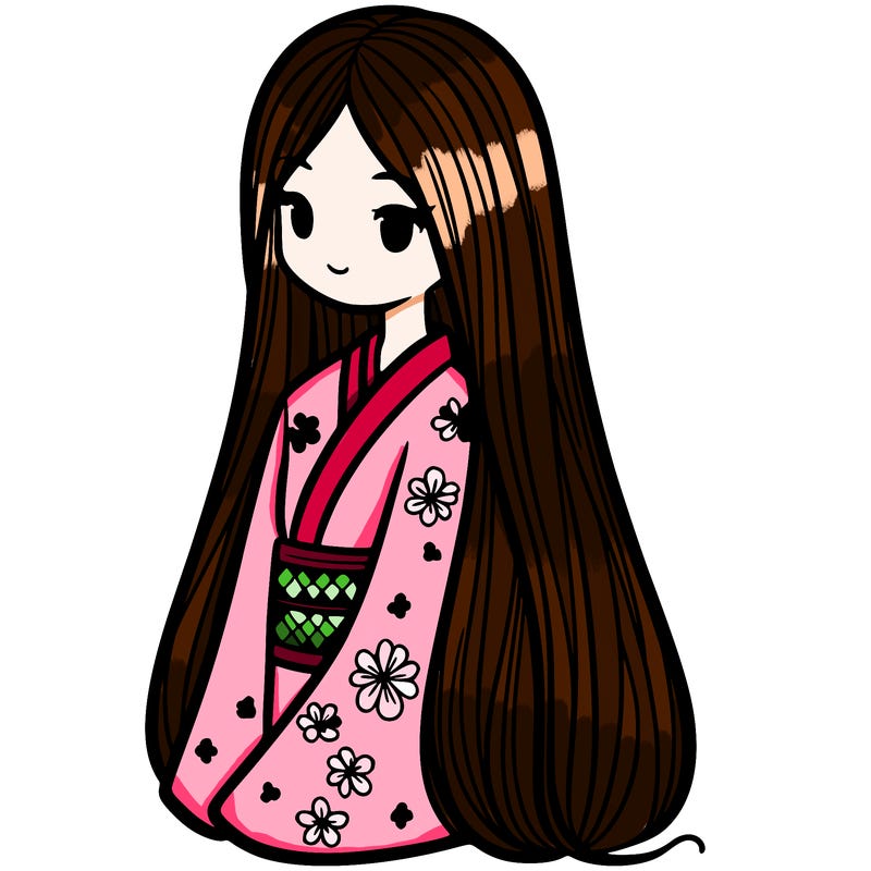 woman with long straight hair wearing kimono