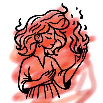 woman with fire