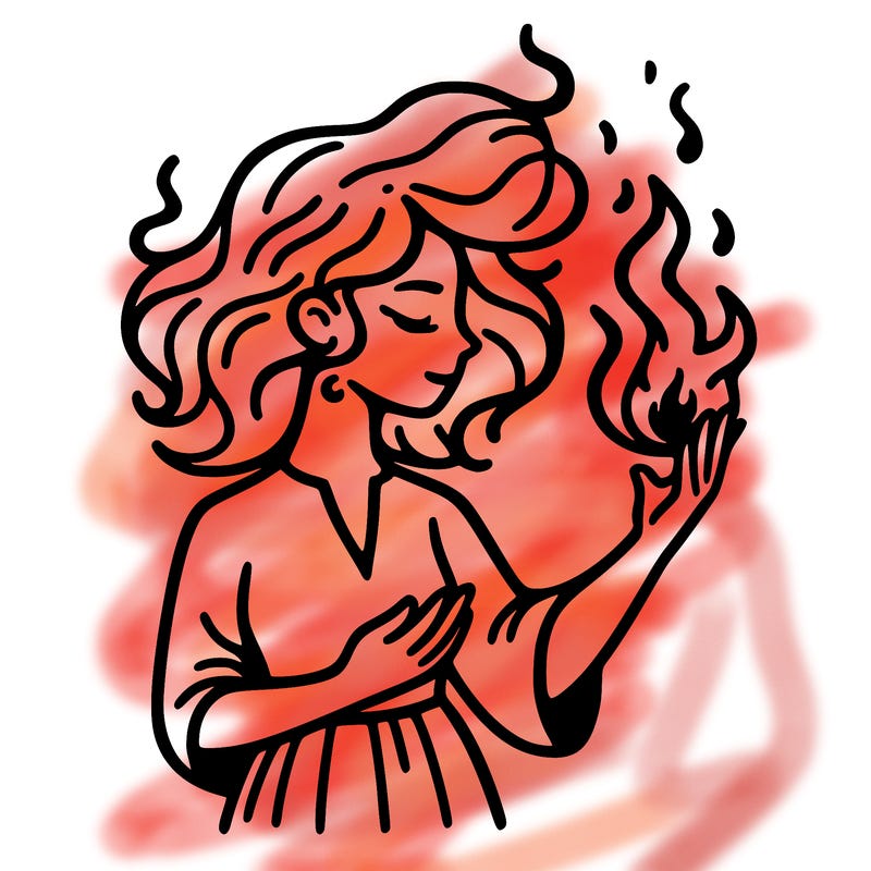 woman with fire