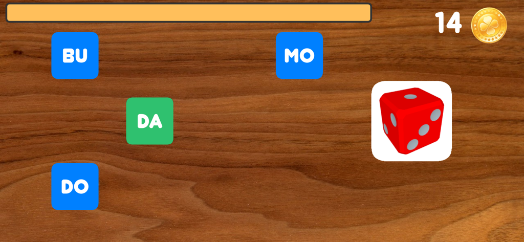 Scrivere con le sillabe Pro - Gameplay screenshot showing how to form the Italian word dado using syllables on a wooden background