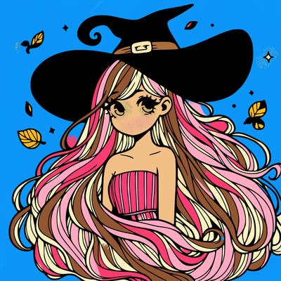 a witch girl with very long hair