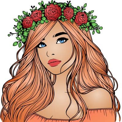 realistic girl with flower crown