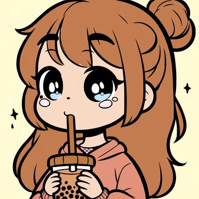 cute girl drinking boba