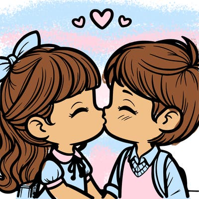 boy and girl kissing
