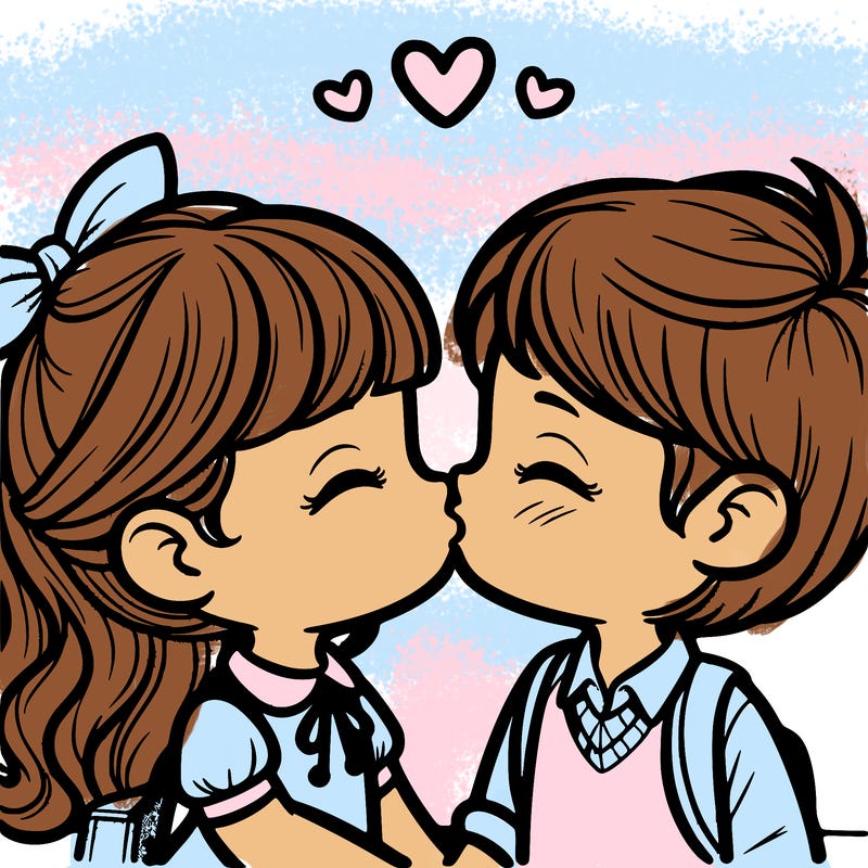 boy and girl kissing