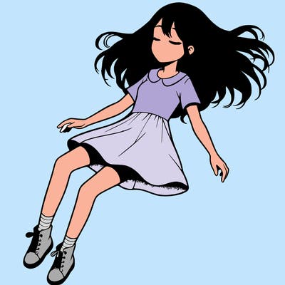 realistic girl floating