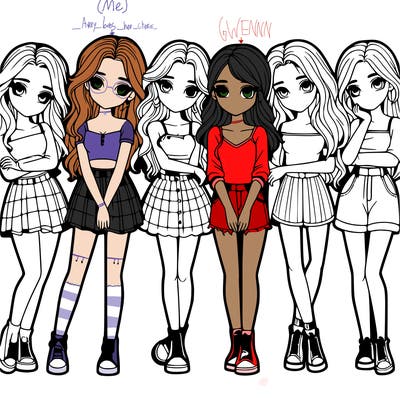 a group of girls realistic