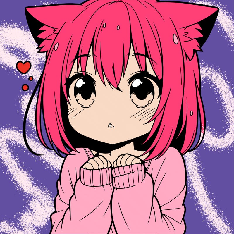 shy anime catgirl