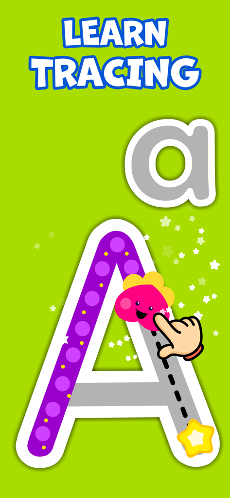 Kids Autism Games - AutiSpark - A child tracing the uppercase letter A in the AutiSpark educational app for kids with autism.