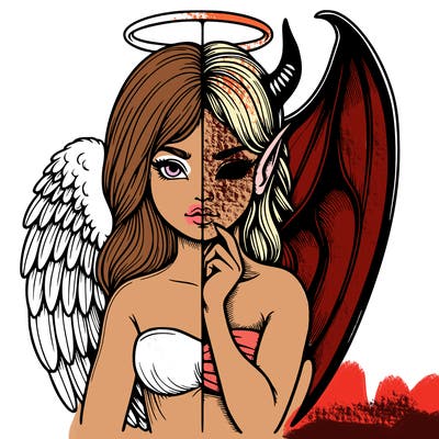 realistic angel half demon