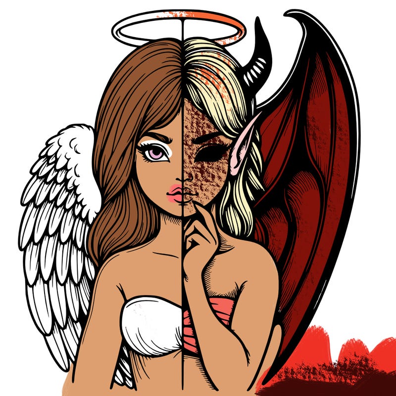 realistic angel half demon