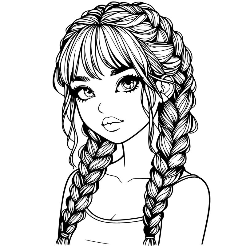 realistic girl with braids