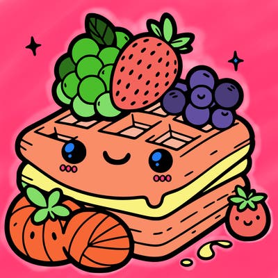 simple waffle with fruit