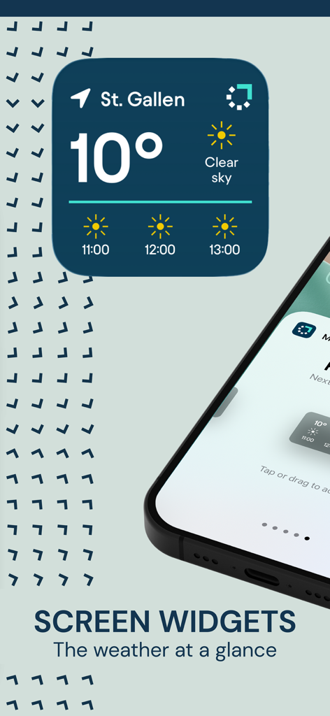 Meteomatics Weather App - Widget della schermata principale dell'App Meteo Meteomatics che mostra la temperatura e le previsioni orarie per San Gallo
