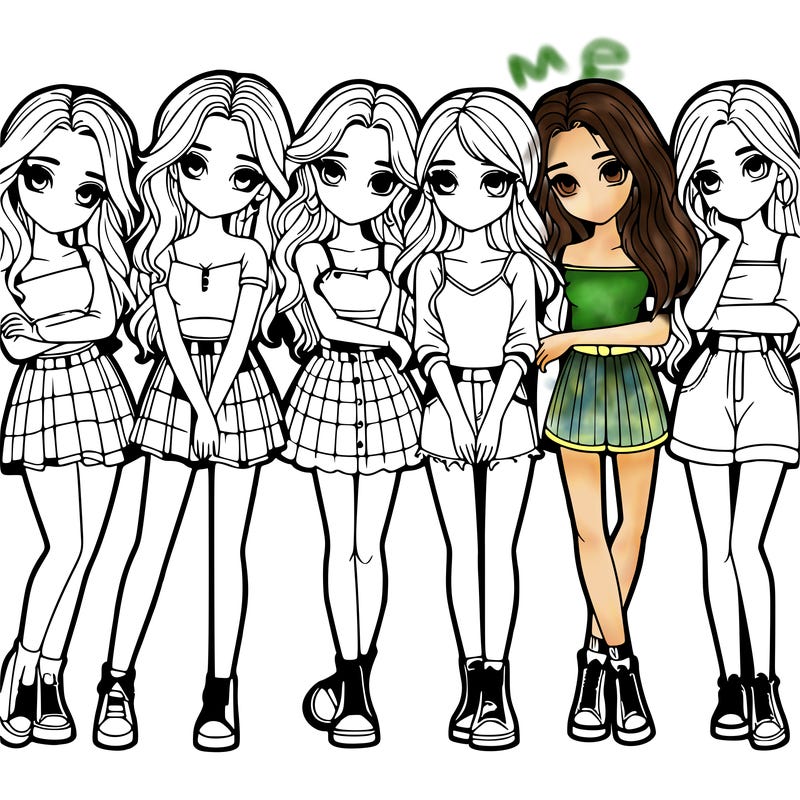 a group of girls realistic