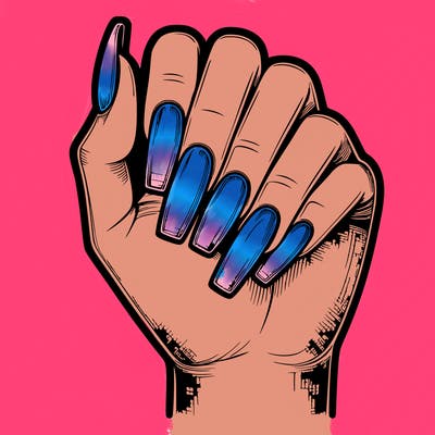 realistic hand with square nails