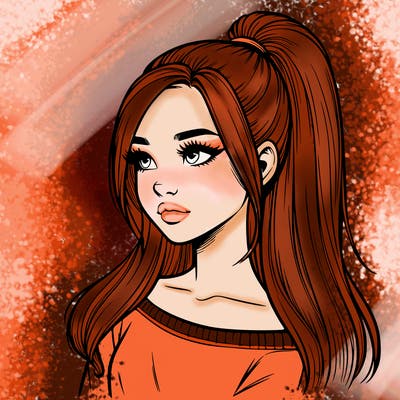 realistic girl with a high ponytail