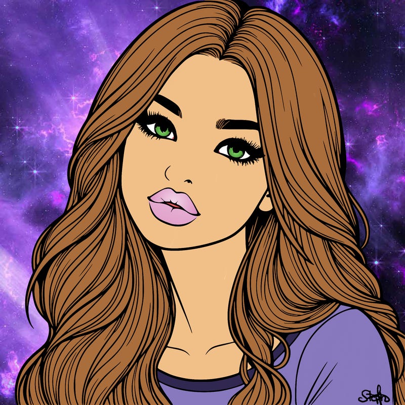 realistic girl with hair on her hair and lips