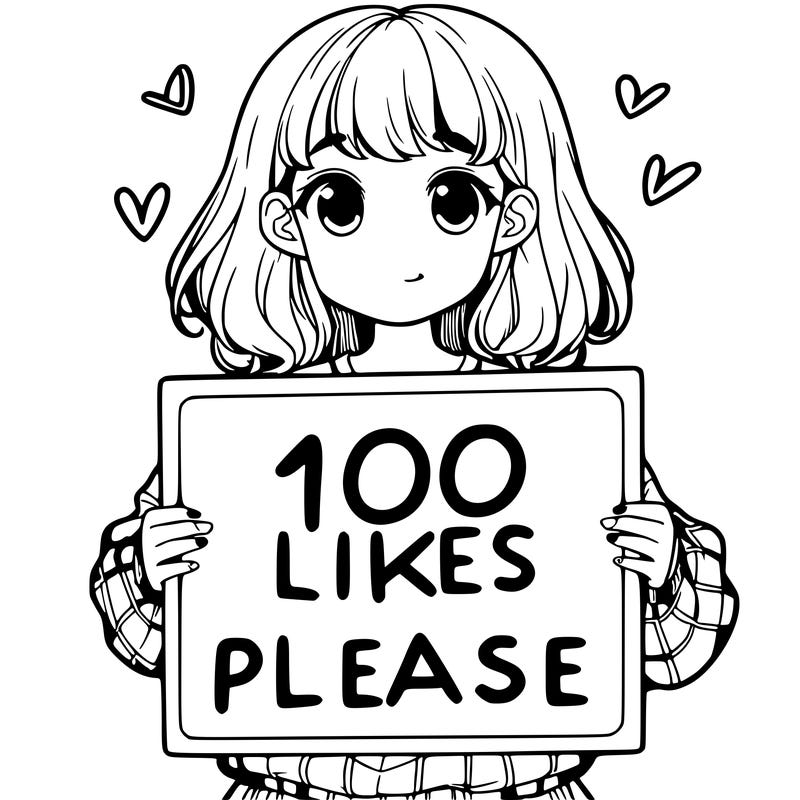 a girl holding a sign saying 100 likes please