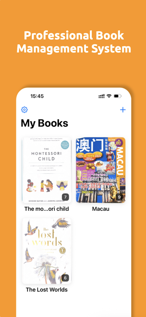 Scanner for Book Lover - 書籍愛好家のためのスキャナーアプリのデジタル書籍ライブラリインターフェース。さまざまな書籍の表紙のスキャンが表示されている。