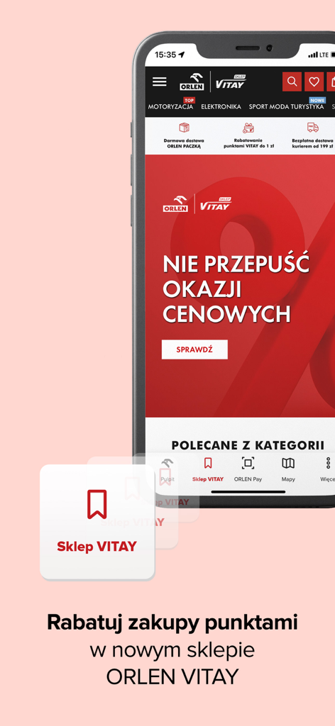 ORLEN VITAY mobile app screen showing the online shop and loyalty point discount offers