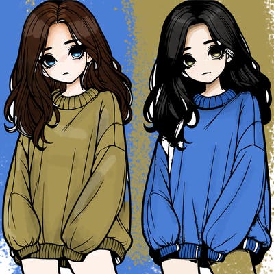 realistic girl with baggy sweater