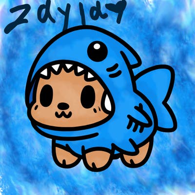 cute dog wearing a shark costume