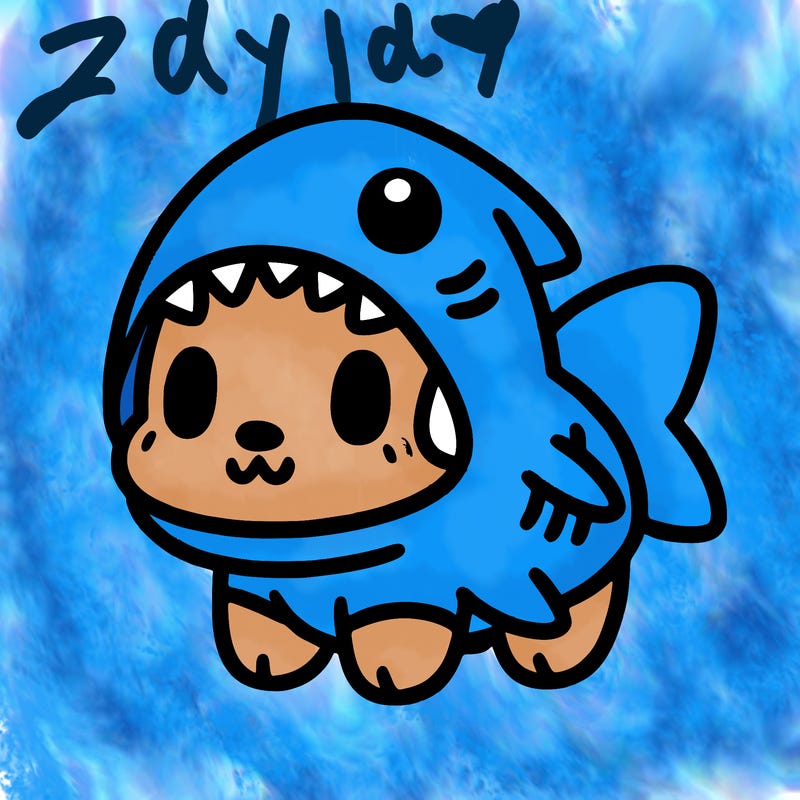 cute dog wearing a shark costume