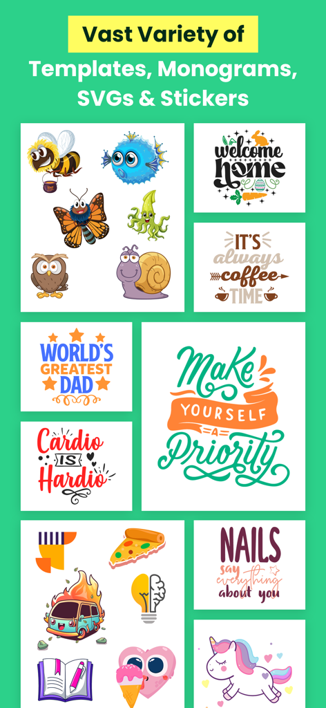 Designs For Cricut Space - Selection of templates monograms SVGs and stickers for Cricut crafts