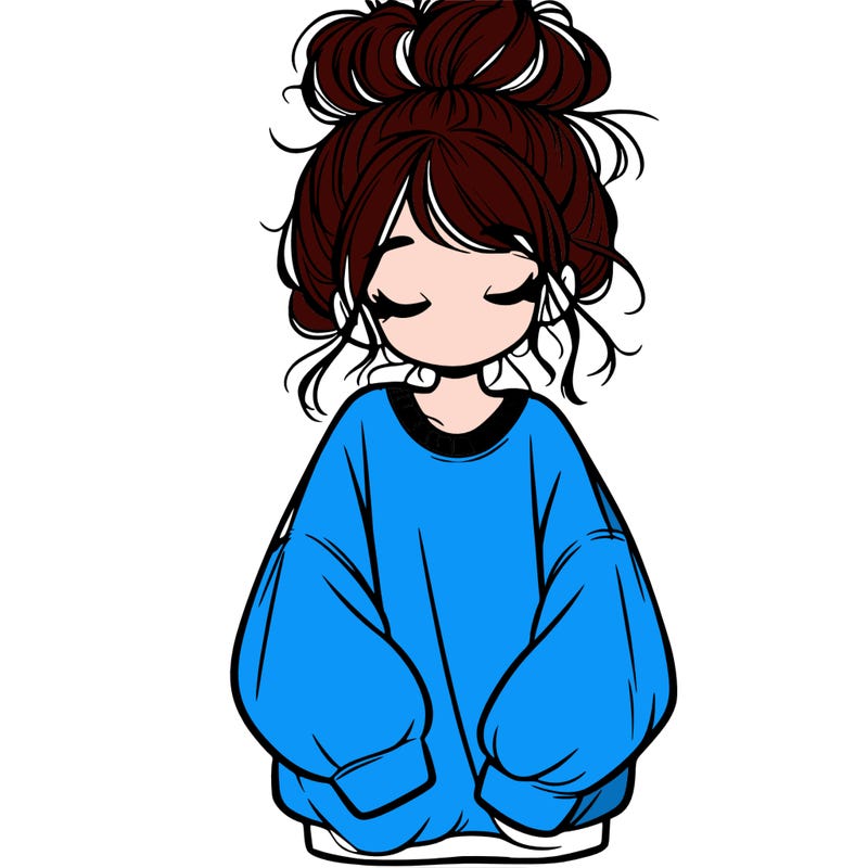 girl with baggy sweatshirt and messy bun