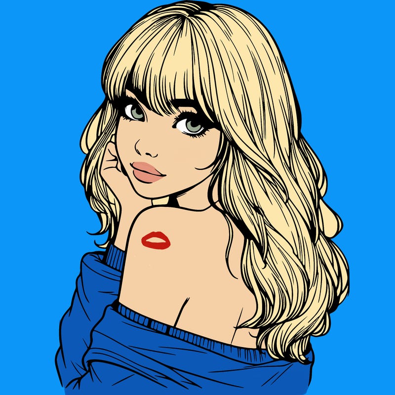 realistic girl with bangs looking over her shoulder