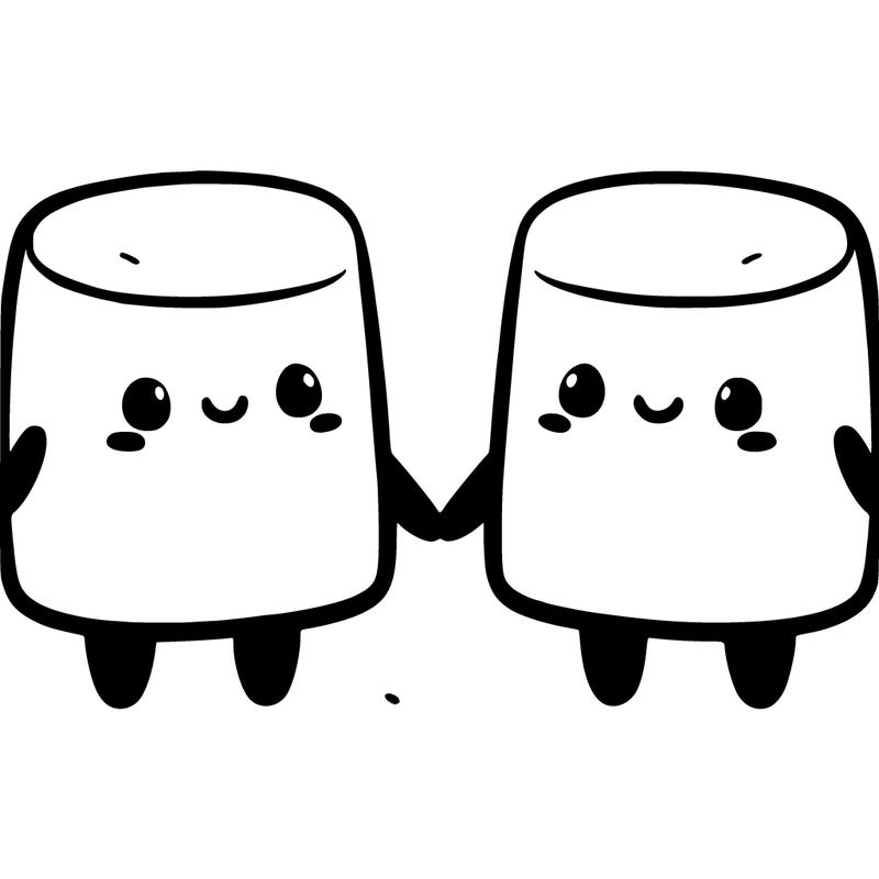 marshmallows holding hands