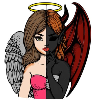 realistic angel half demon