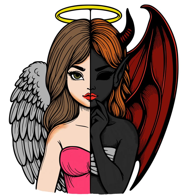 realistic angel half demon