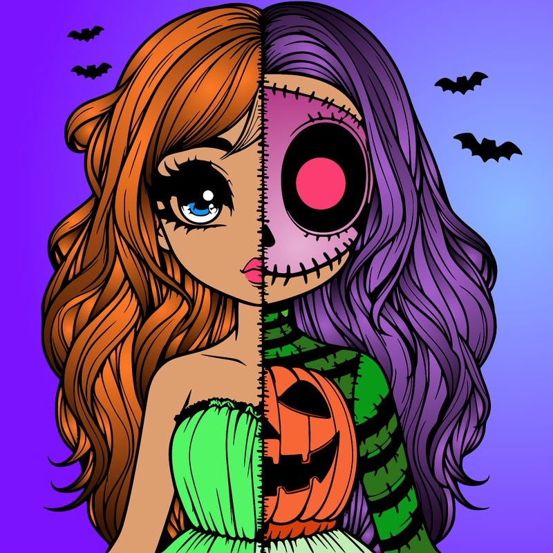 realistic girl halloween split