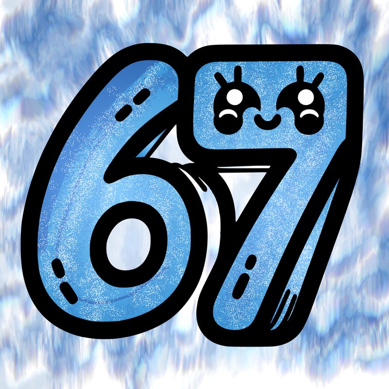 the numbers 67