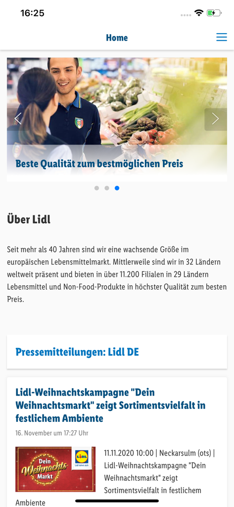 We Are Lidl - Home screen of the We Are Lidl app featuring company news and employee updates