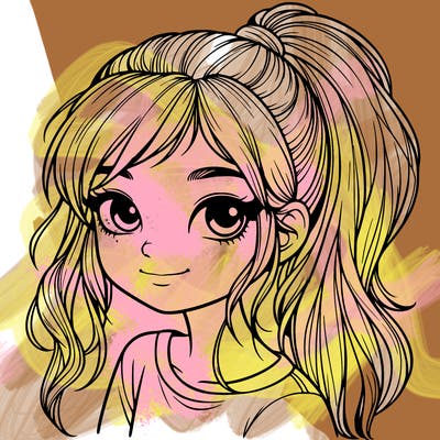 realistic girl with ponytail