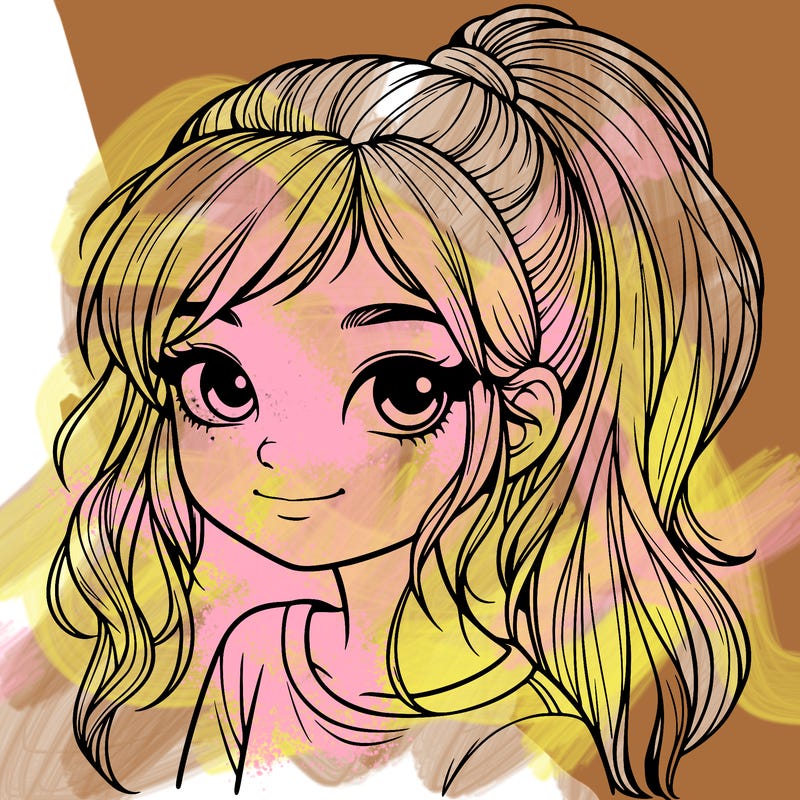 realistic girl with ponytail