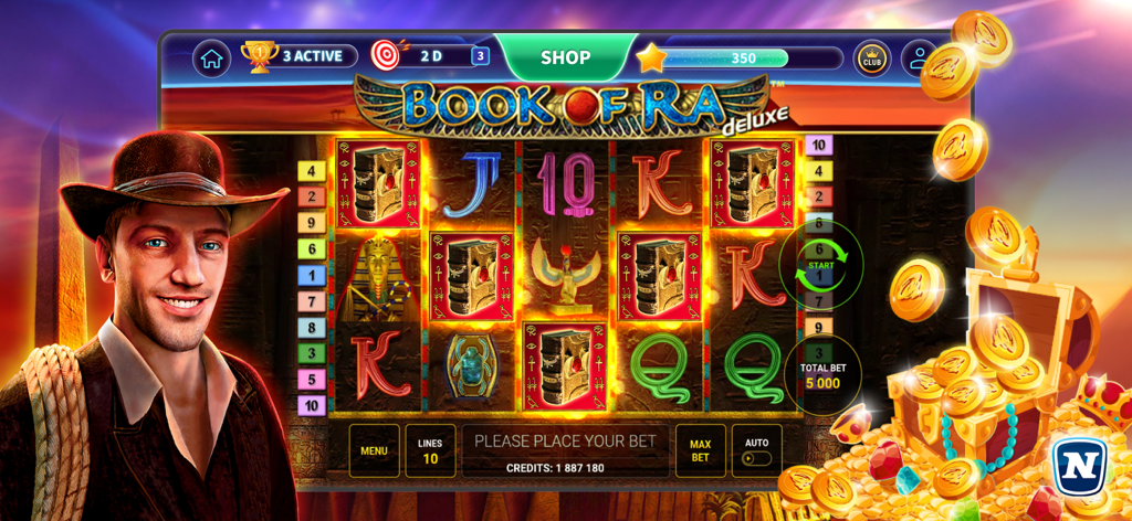 Book of Ra deluxe slot machine game on the GameTwist online casino app