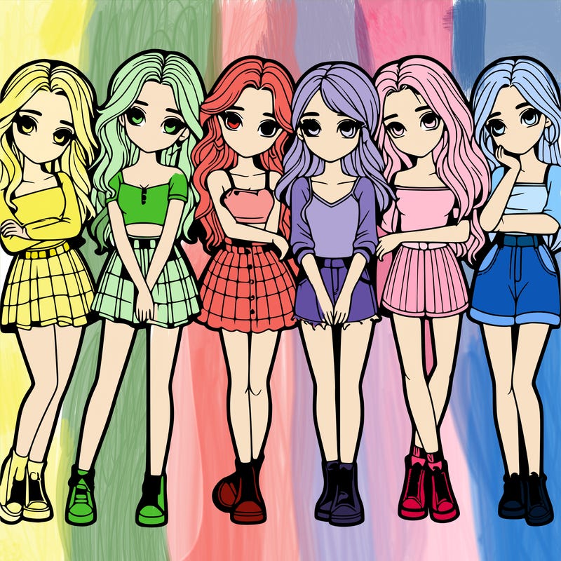 a group of girls realistic