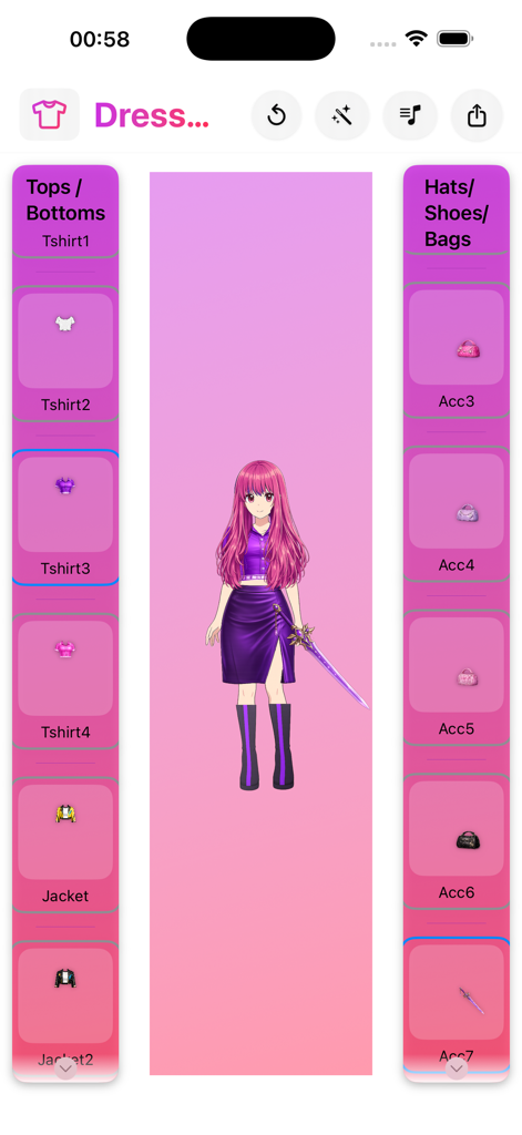 Rumi Hundrix: Dress Up Game - Anime girl avatar customization screen in the Rumi Hundrix dress up game